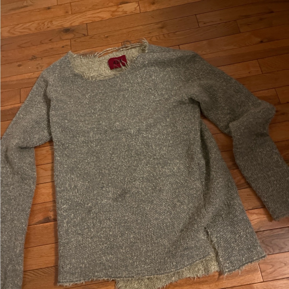 424 on Fairfax Deconstructed Textured Gray Sweater